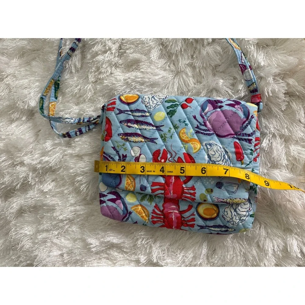 Vera Bradley Seafood Boil Crossbody Bag Blue Quilted Lobster Crab Nautical Print